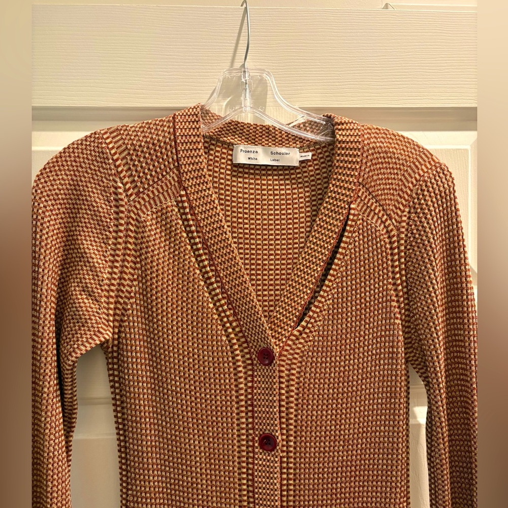 Proenza Schouler white label brown and tan knotted sweater dress